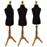 Children Kids Age 5-6 Years Tailors Dummy Mannequin, Black Torso Bust with a Light Wood Tripod Stand